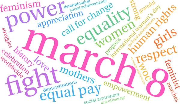 March 8 Word Cloud — Stock Vector