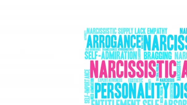Narcisistica Abuso Parola Nube Uno Sfondo Bianco — Video Stock