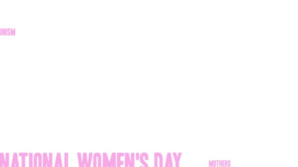 March International Women Day Word Cloud White Background — Αρχείο Βίντεο