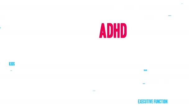 白の背景に Adhd 脳単語の雲 — ストック動画
