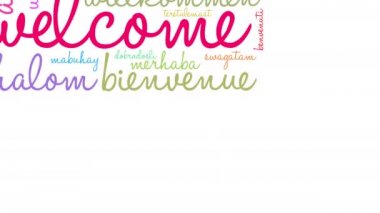 Uluslararası Hoşgeldin Kelime Bulutu. Bu sözcük bulutunda kullanılan her kelime başka bir dilde yazılmış. Hoşgeldiniz..