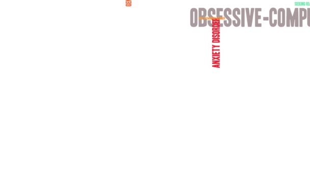 Obsessions Word Cloud Een Witte Achtergrond — Stockvideo