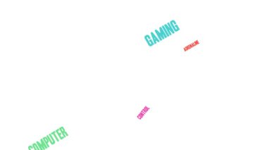 Beyaz bir arka plan üzerinde video oyunu kelime bulutu.