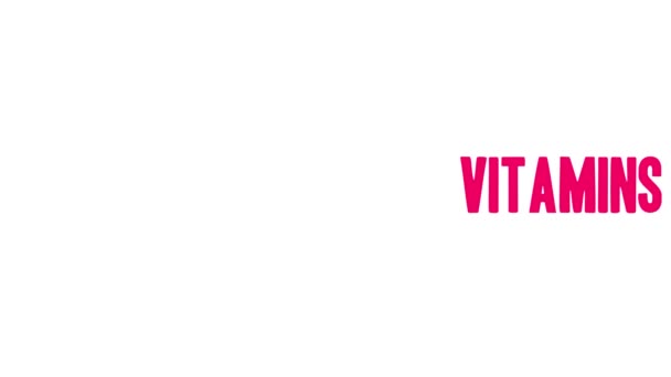 Vitamines Mot Animé Nuage Sur Fond Blanc — Video