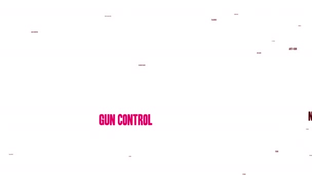 白色背景上的枪炮控制动画文字云 — 图库视频影像