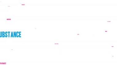 Beyaz arkaplandaki madde canlandırmalı kelime bulutu.