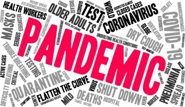 Pandemic word cloud on a white background.  clipart