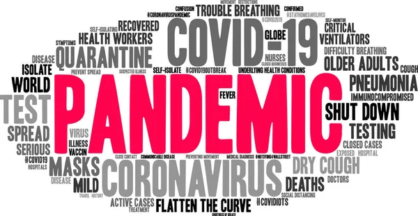 Pandemische Wortwolke Auf Weißem Hintergrund — Stockvektor