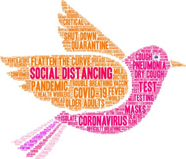 Social Distancing word cloud on a white background.  clipart