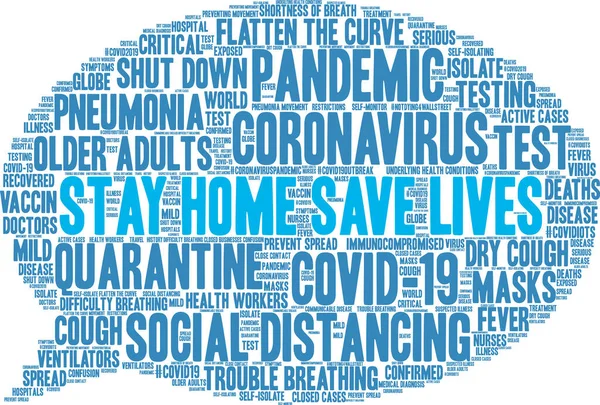 Stay Home Lives Word Cloud Fehér Háttérrel — Stock Vector