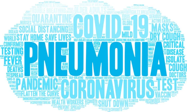 Zápal Plic Coronavirus Slovo Mrak Bílém Pozadí — Stockový vektor