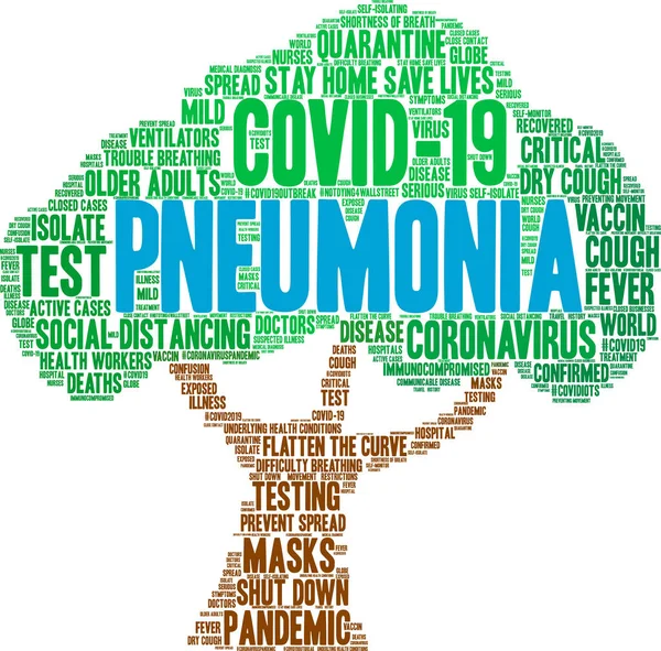Pneumonia Dari Awan Kata Coronavirus Pada Latar Belakang Putih - Stok Vektor