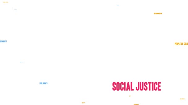 Социальная Справедливость Анимированное Облако Слов Черном Фоне — стоковое видео