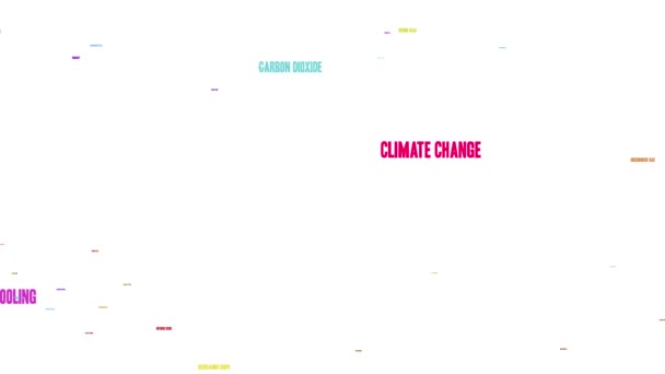 Zmiana Klimatu Animowane Słowo Chmura Białym Tle — Wideo stockowe