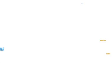 Beyaz bir arkaplanda canlandırılmış kelime bulutu konuşur.