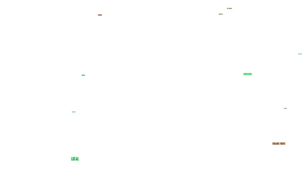 ペスティサイドフリーアニメワードクラウド上の白い背景 — ストック動画