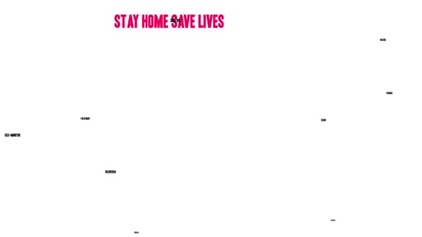 Stay Home Lives Nube Palabras Animadas Sobre Fondo Blanco — Vídeo de stock