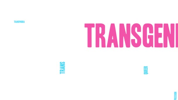 Transgender Geanimeerde Woord Wolk Een Witte Achtergrond — Stockvideo