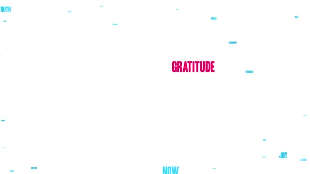 Dankbarkeit Animierte Wortwolke Auf Weißem Hintergrund — Stockvideo