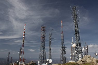 Mount Limbara (Sardenia, Italy) - communications towers on the top of the mountain clipart