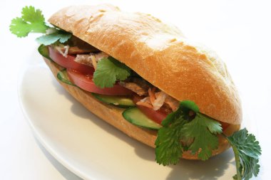 Domuz eti, jambon ve domates ile Vietnam geleneksel ekmek