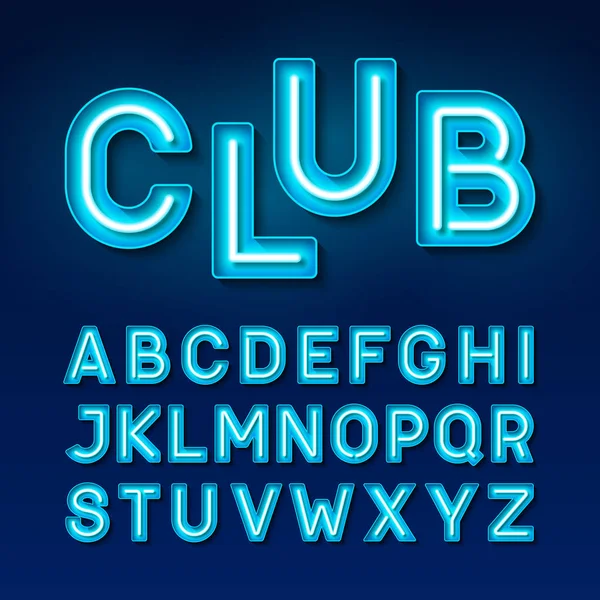 Neon glowing alphabet font