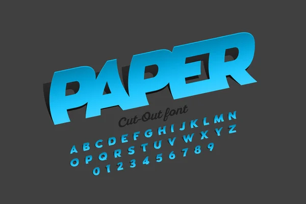 Paper cut-out style font design, alphabet letters and numbers