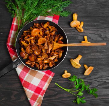 Chanterelle mushrooms fried