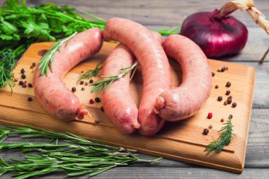Raw meat is not cooked sausages for grilling