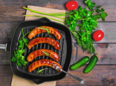 Grilled fried sausages