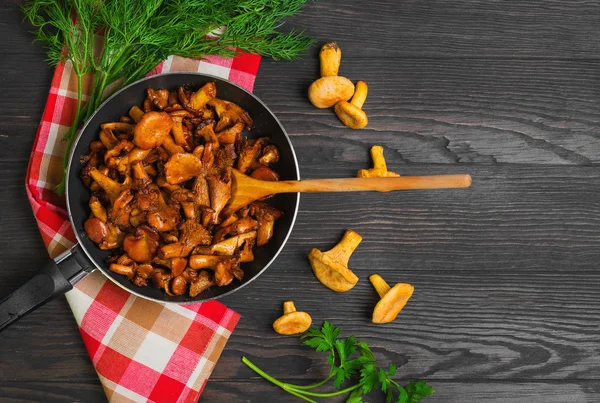 Chanterelle mushrooms fried — Stock Photo, Image