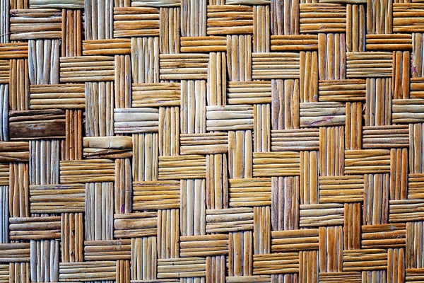 Old bamboo weave mat texture and background — Stock Photo, Image
