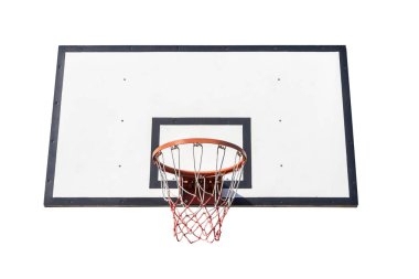 Basketbol tahtası ve halka ağı beyaz arkaplanda izole edildi