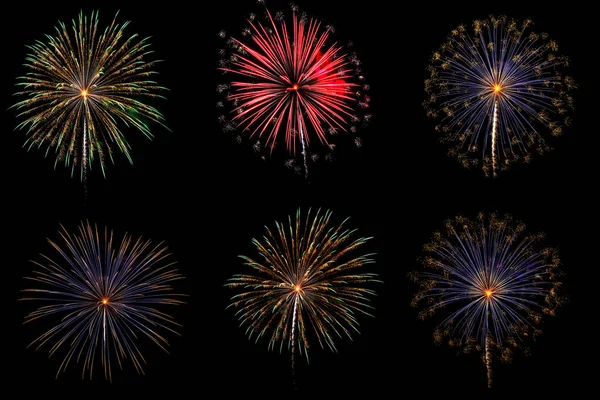 Πολύχρωμο Πυροτέχνημα Ουρανό Νύχτα Πυροτεχνήματα Νέο Έτους Γιορτή Αφηρημένη Πυροτέχνημα — Φωτογραφία Αρχείου