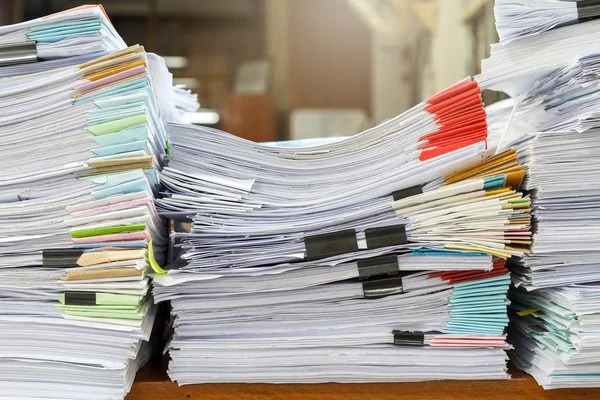 Close Business Papers Stack Desk Pile Unfinished Documents Office Desk — Stock Photo, Image