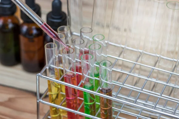 Researcher Dropping Reagent Test Tube Scientist Working Laboratory — Stock Photo, Image