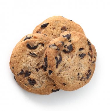 Beyaz arka plan üzerinde izole çikolatalı kurabiye