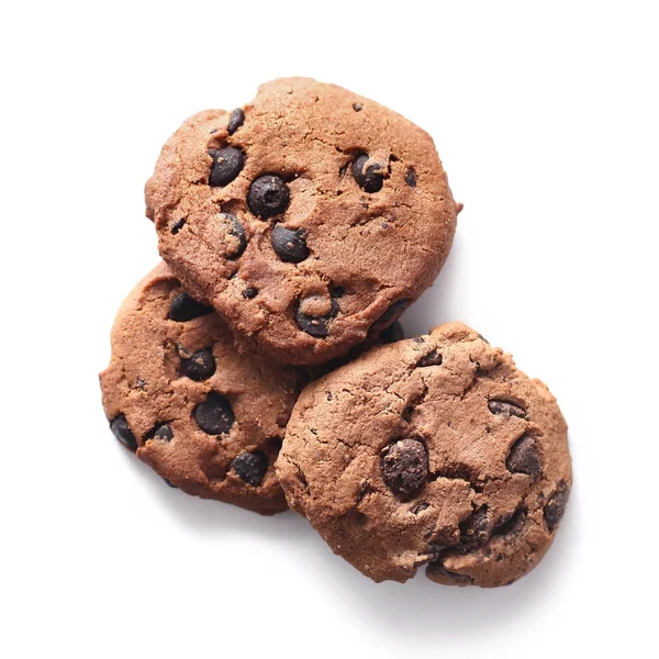 Cookies avec pépites de chocolat isolé sur fond blanc — Photo