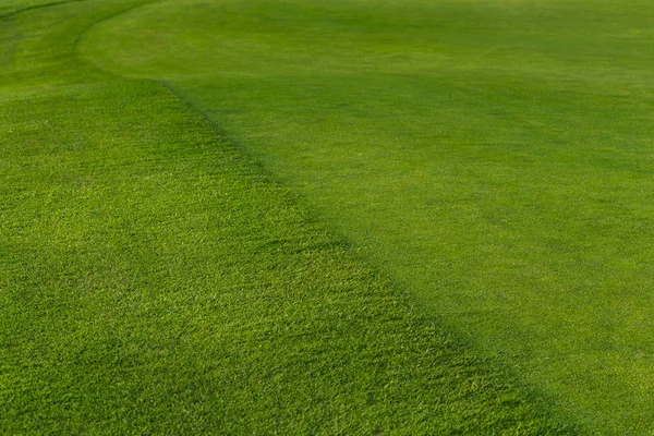 Celkový pohled na zelené golfové hřiště za jasného slunečného dne. Idylické letní krajina. Sport, relax, odpočinek a volný čas koncepce — Stock fotografie