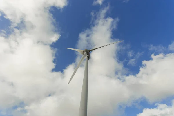 Wind turbines of a power plant for electricity generation in Normandy, France. Concept of renewable sources of energy. Environmentally friendly electricity production. Toned — Stock Photo, Image