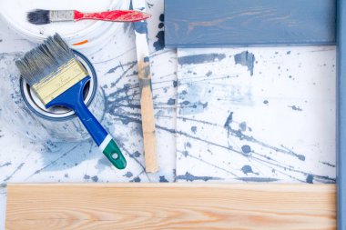 Arka plan sanat. Ahşap tuval üzerine resim için fırçalar