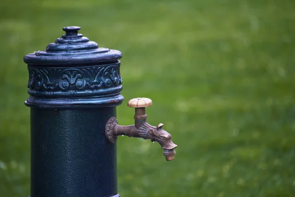 Gros Plan Colonne Ancienne Avec Eau Potable Dans Parc Public — Photo