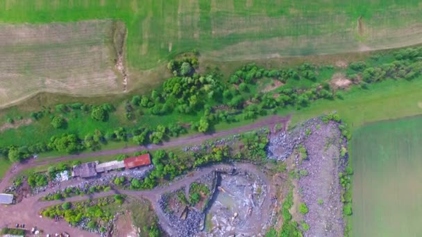 Žula lomová těžba. letecký průzkum — Stock video