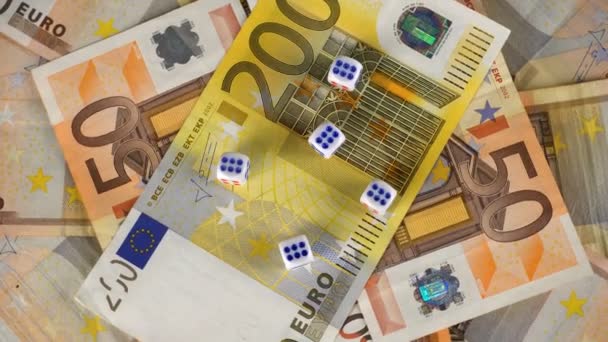 Euro Banknotes and dice — Stock Video