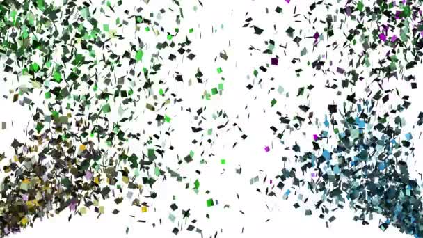 Klesající konfety na bílém pozadí — Stock video