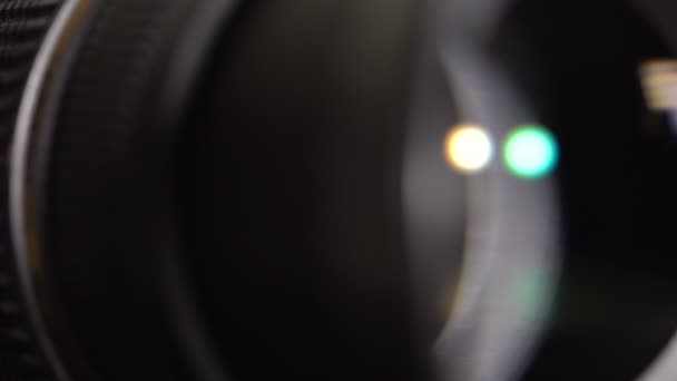 A lente da câmara. Close-up — Vídeo de Stock