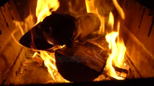 Arderea lemnului într-un brazier — Videoclip de stoc