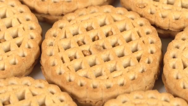Печиво з кремовою начинкою — стокове відео