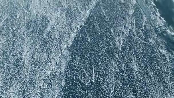 冰冻的河的空中测量图 — 图库视频影像
