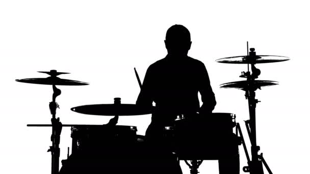 Silhouet van de drummer en drums — Stockvideo